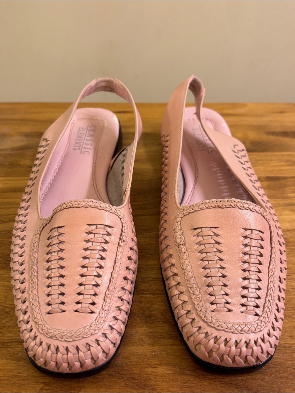 Classic Elements Blush Pink Woven Slingback Flats